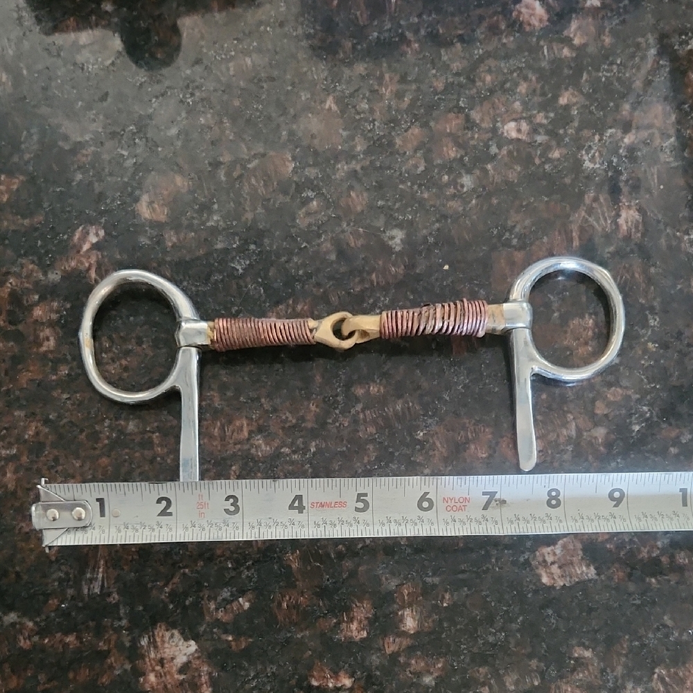 Silver and Copper Half Cheek Snaffle Wrapped Wire Horse Bit